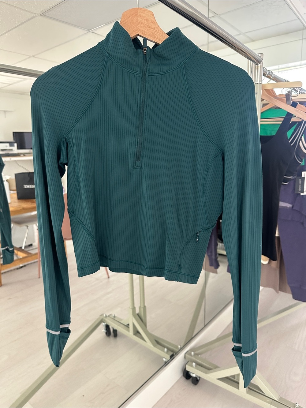 lululemon athletica Ribbed Quarter-Zip Long Sleeve Top - Teal